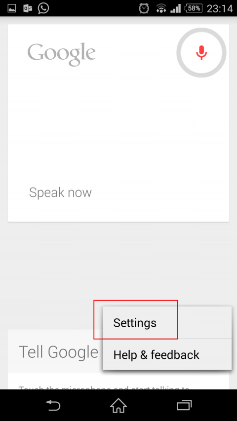 ok google select settings